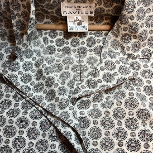 RENA Rowan for Saville Geometric Short Sleeve Shirt Hidden Buttons Size 16 - Picture 11 of 11